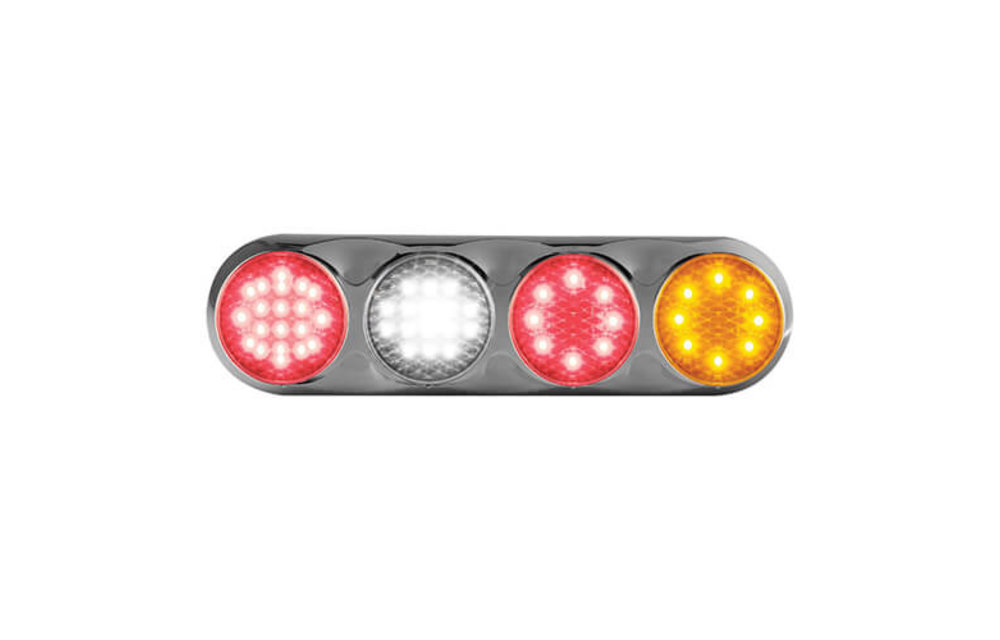 Kombination LED-Leuchte | 12-24V | 30cm. Kabel (+ Glanzverchromung)