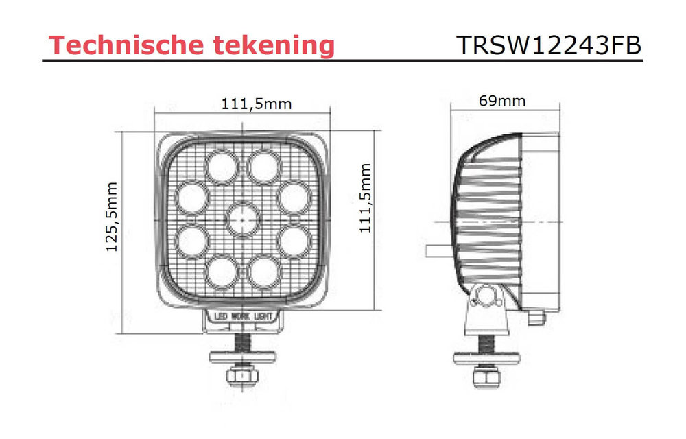 LED Arbeitsscheinwerfer | 2150 Lumen | 9-36V |