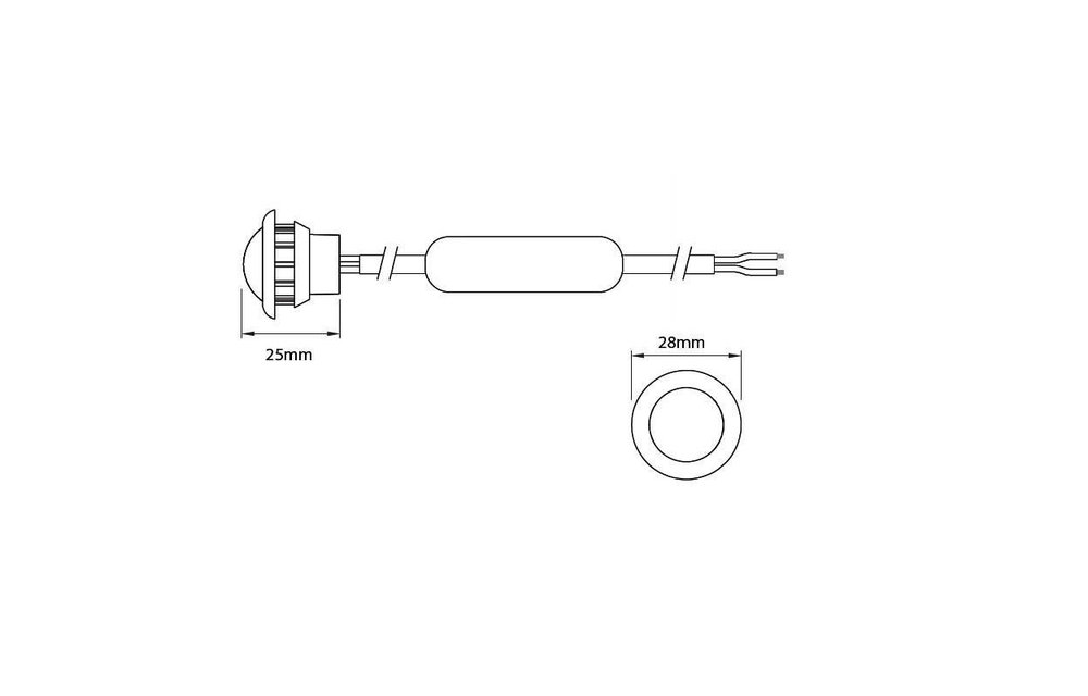 LED Umrissleuchte weiß | 12-24V | 20 cm. Kabel