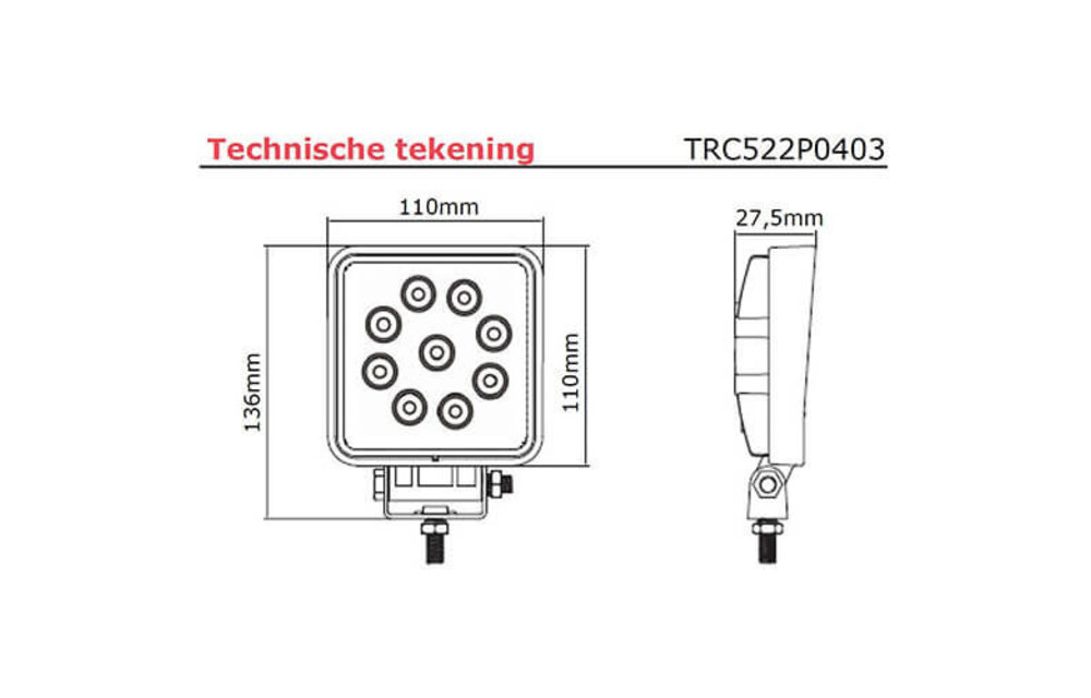 Flache LED Arbeitsscheinwerfer | 1710 Lumen | 12-24V |