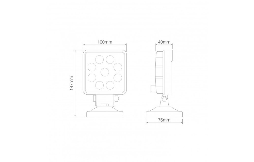 LED Arbeitsscheinwerfer | 13,5 Watt | 1710 Lumen | 9-36V | m.voet + s.plug