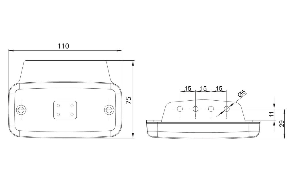 LED Umrissleuchte gelb | 12-36V | 1,5mm2 Anschluss