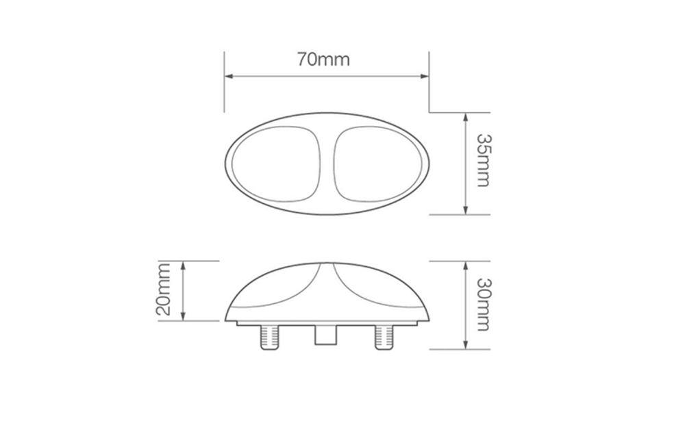 LED Umrissleuchte weiß | 12-24V | 10cm. Kabel