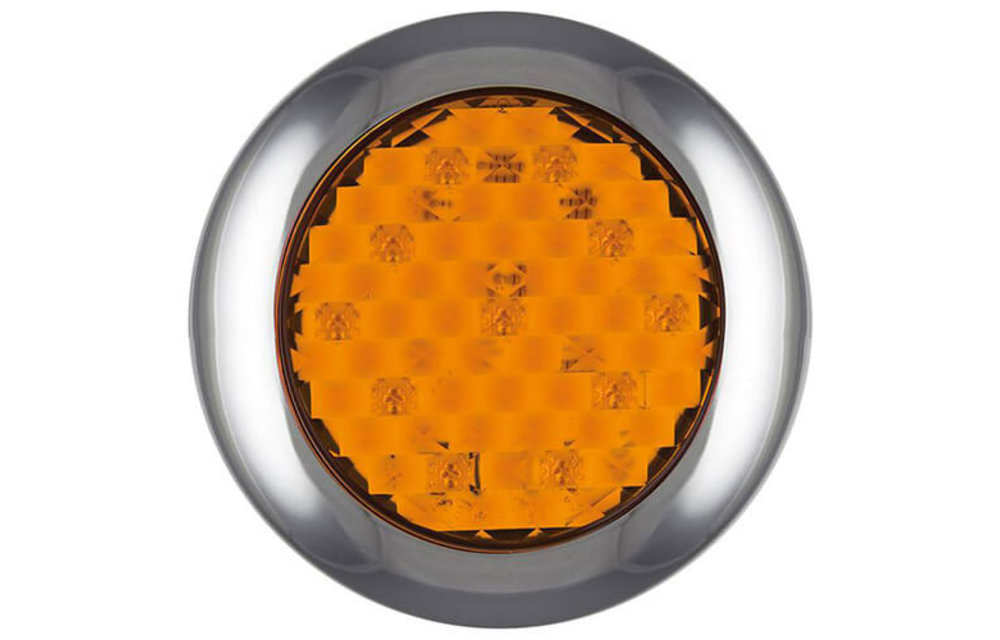 LED mit Chromring Blinker | 12-24V | 0,15m. Kabel