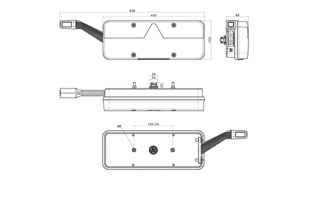 Links | LED-Anhänger-Leuchte | dynamische Blinker | 9-36V | 7-PIN