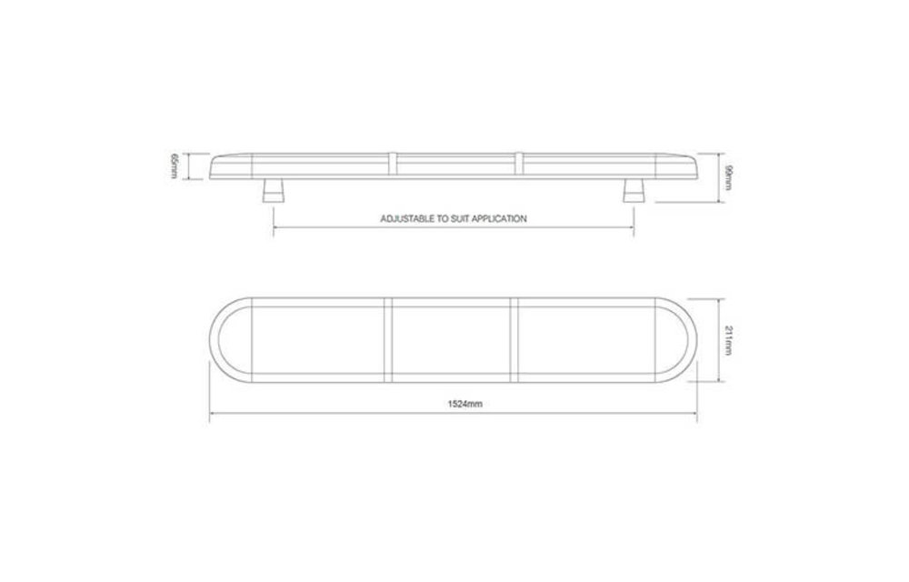 R65 LED-Lichtbalk l transparent Linse mit zwei LED-Module 1524 mm | 10-30V |