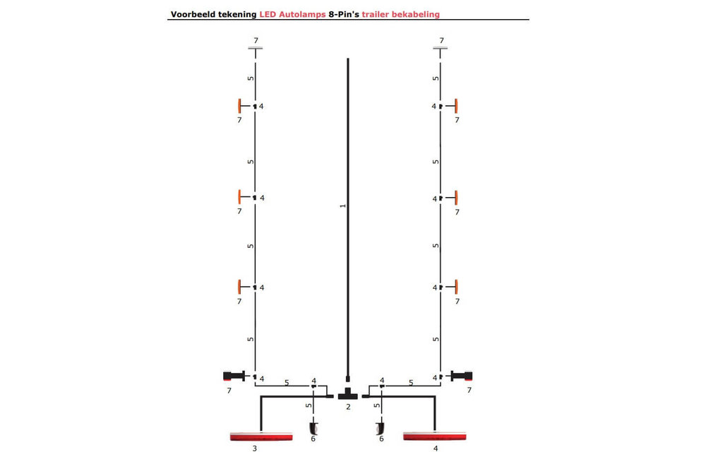 7.3m. Hauptkabel mit Tee & 5 poligen Stecker