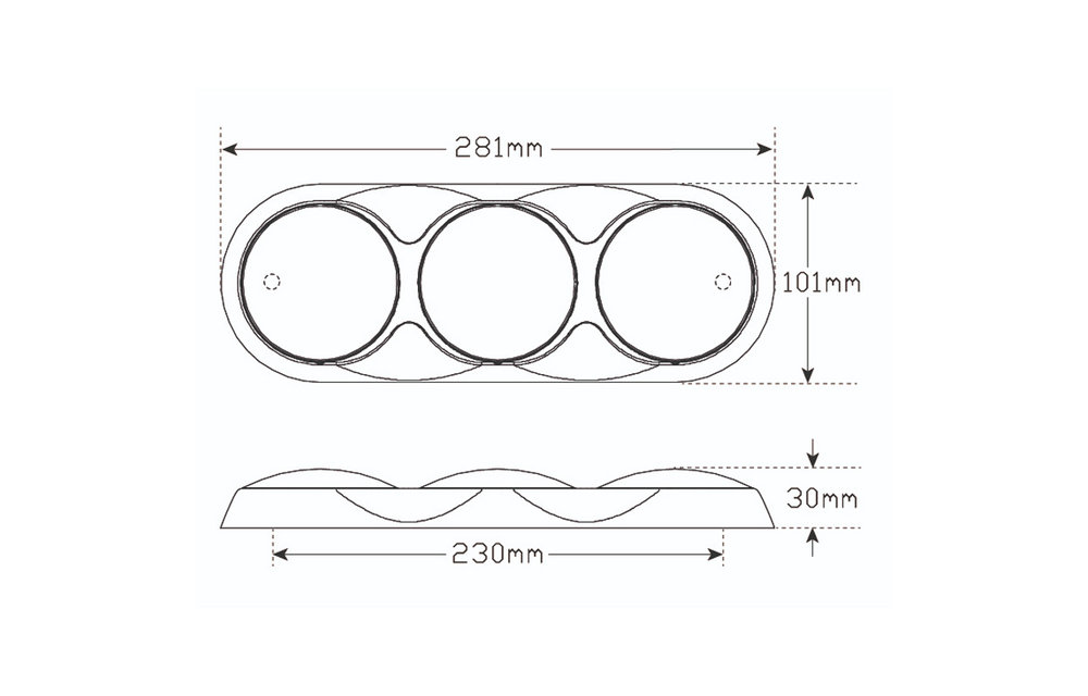 Kombination LED-Leuchte | 12v | Farbe | 30cm. Kabel (Farbe + Chrom)