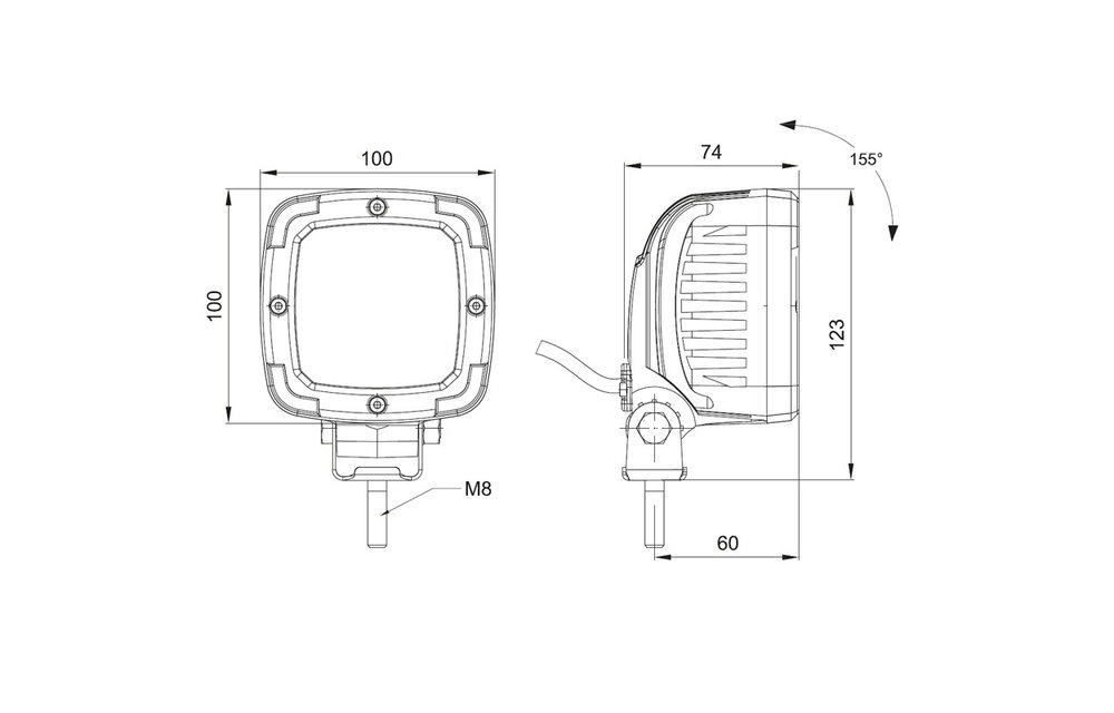 LED Arbeitsscheinwerfer | 1700 Lumen | 12-55v | ADR | 400cm. Kabel | ECE R23