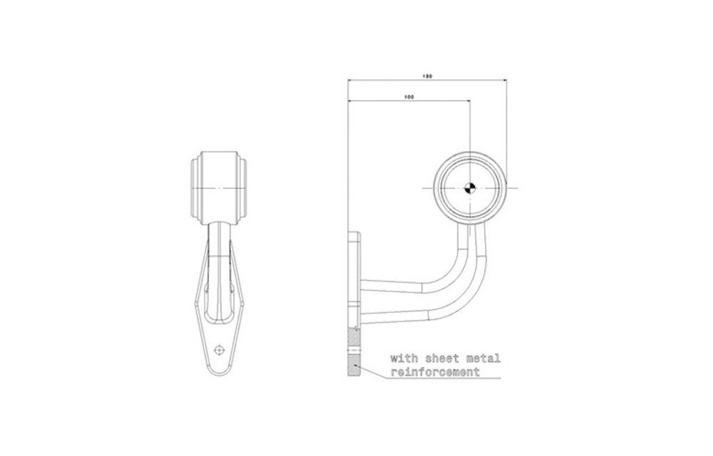 Rechts | LED Begrenzungsleuchte | Winkelstahl | 12-36V | 1,5mm Stecker