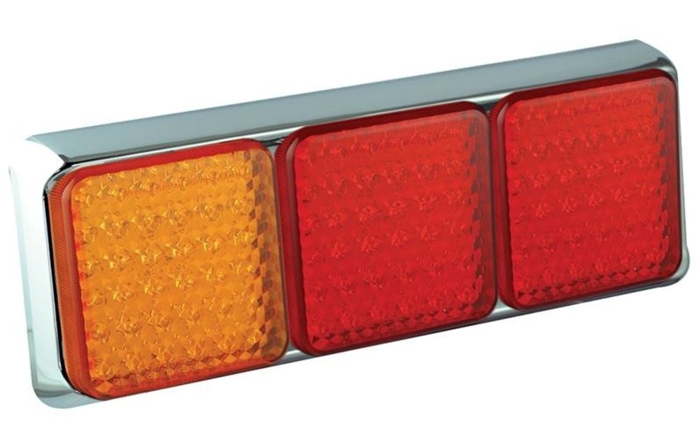 LED-Rücklicht mit Chromring | 12-24V | 40cm. Kabel