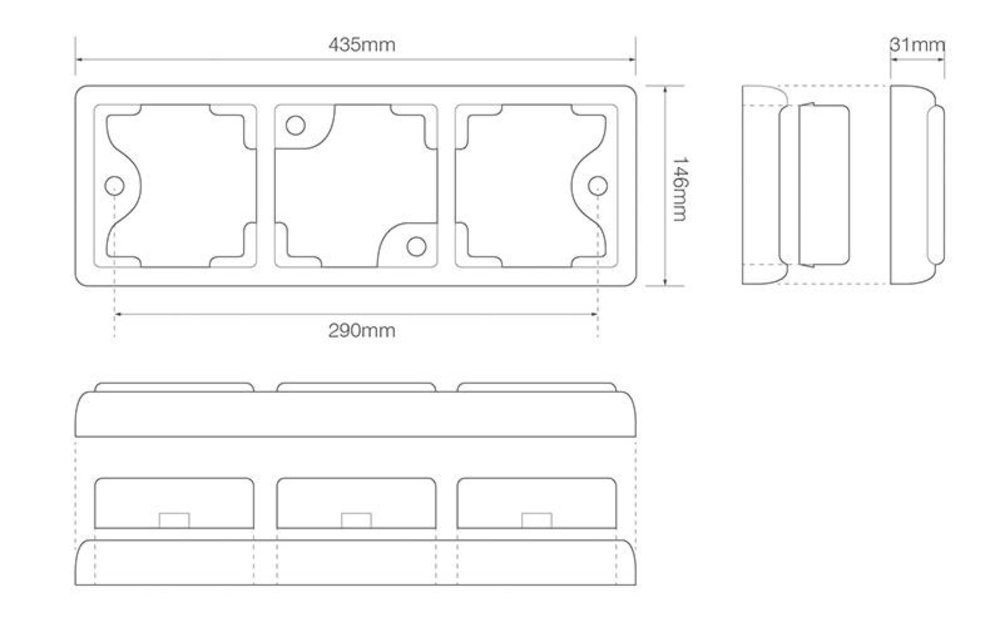 LED-Rücklicht mit Chromring | 12-24V | 40cm. Kabel