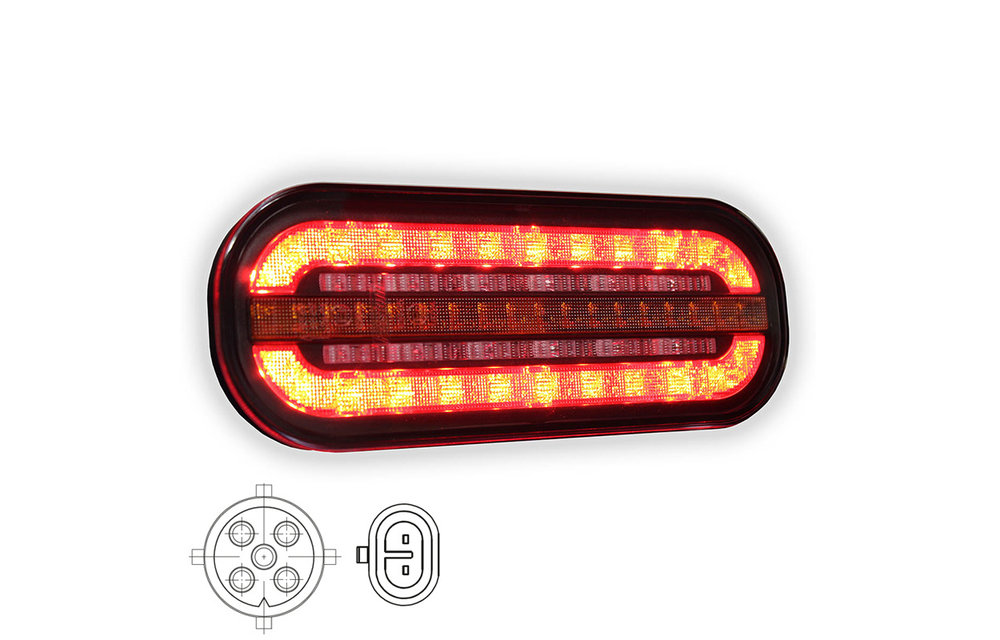 Kompaktes LED-Rücklicht mit dynamischem Blinker | 12-24V |