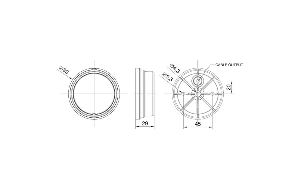 LED Umrissleuchte rot | 12-24V | 50cm. Kabel