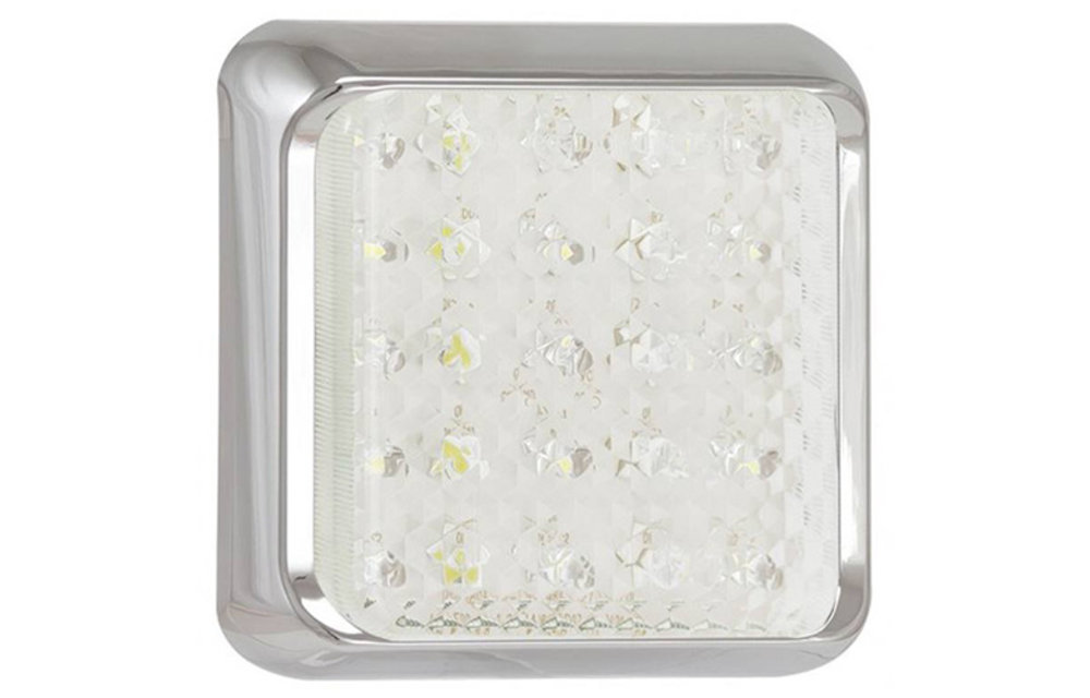 LED-Rückleuchte mit Chromring | 12-24V | 40cm. Kabel