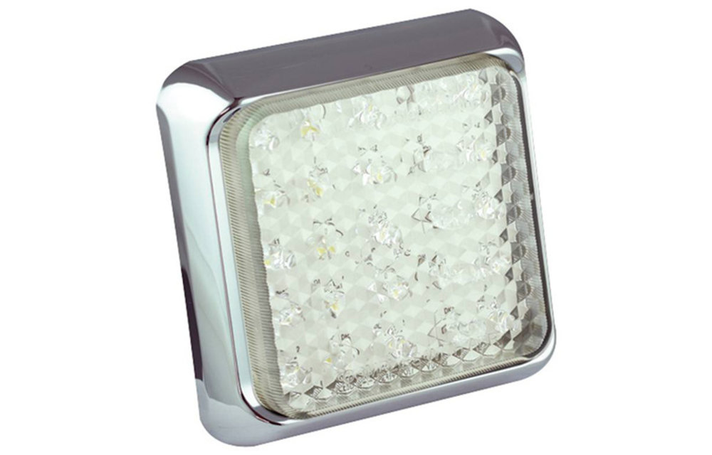 LED-Rückleuchte mit Chromring | 12-24V | 40cm. Kabel
