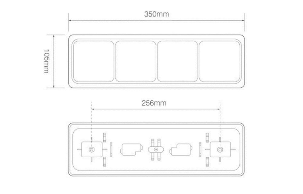 Links | LED Rückleuchte | 12-24V | 120cm. Kabel | 6 PIN-Anschluss