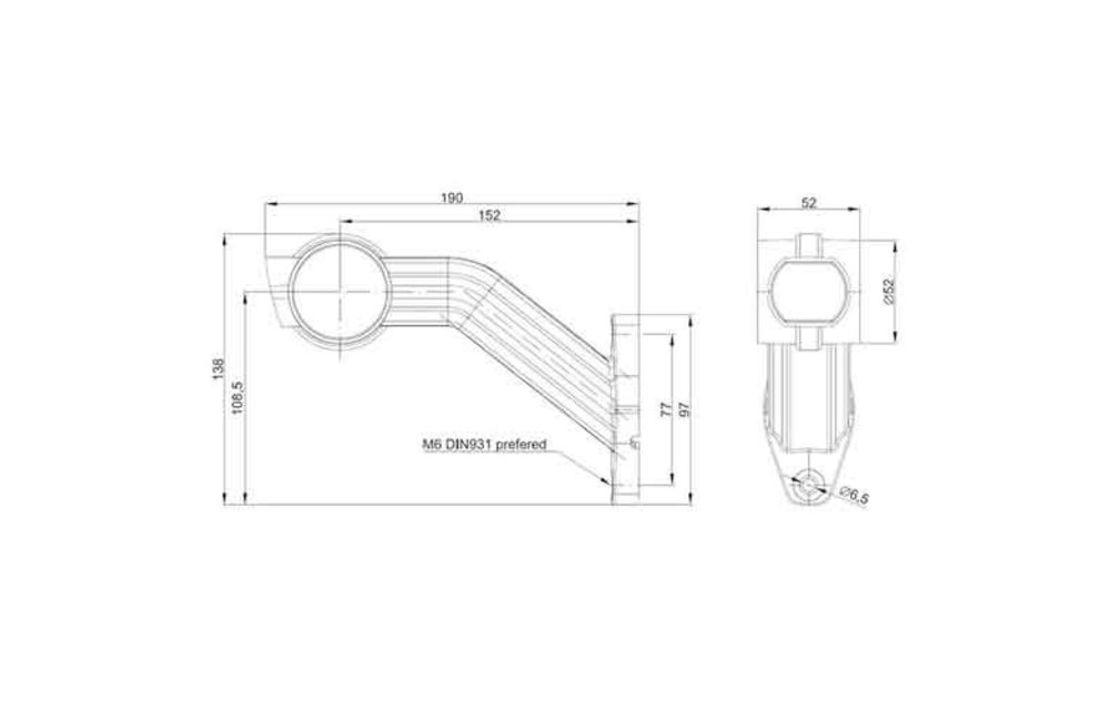 Rechts | LED Begrenzungsleuchte | schräger Stiel | 12-24V | 1,5mm Stecker