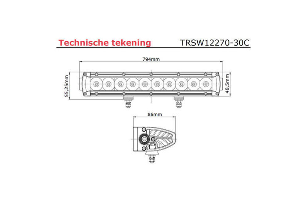 LED Bar | 150 Watt | 14940 Lumen | 9-30V | 40cm. Kabel + Deutsch