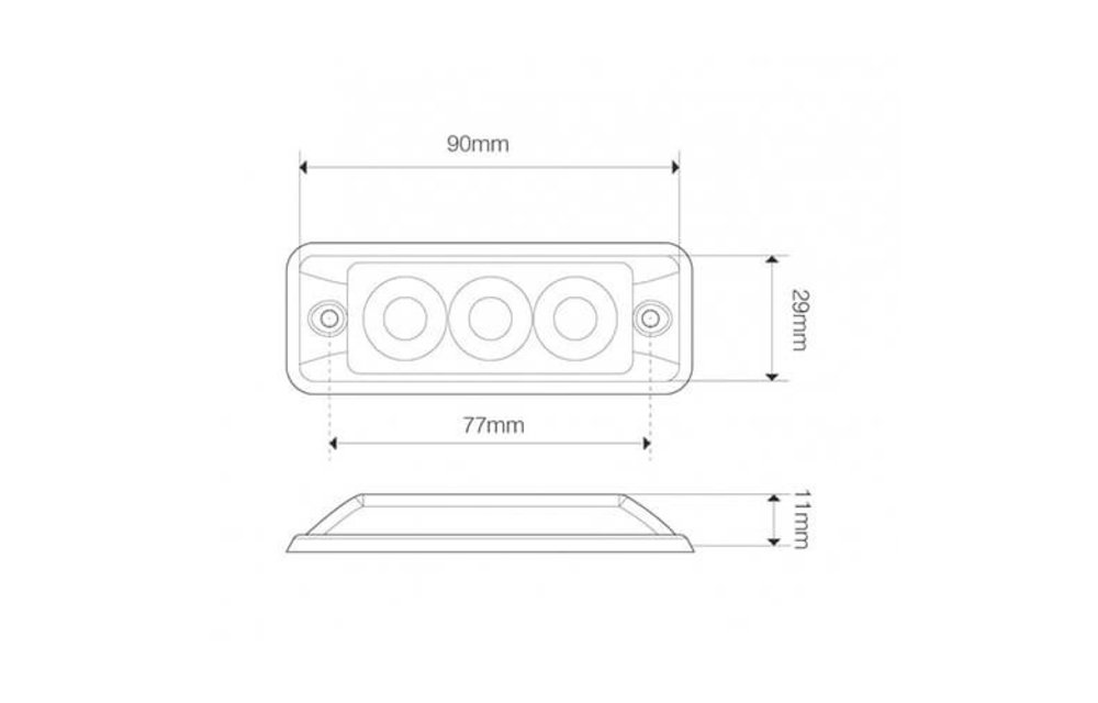 Ultra-flache Slimline LED-Blitzer | 3 LEDs rot | 10-30V |