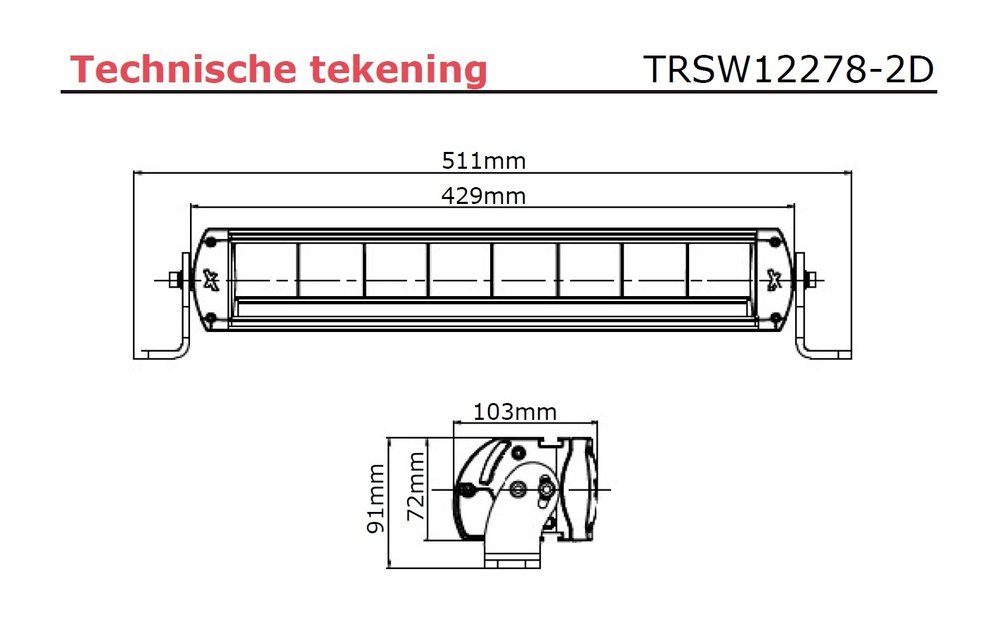 LED Bar | 80 Watt | 7040 Lumen 9-36V 40cm. Kabel + Deutsch