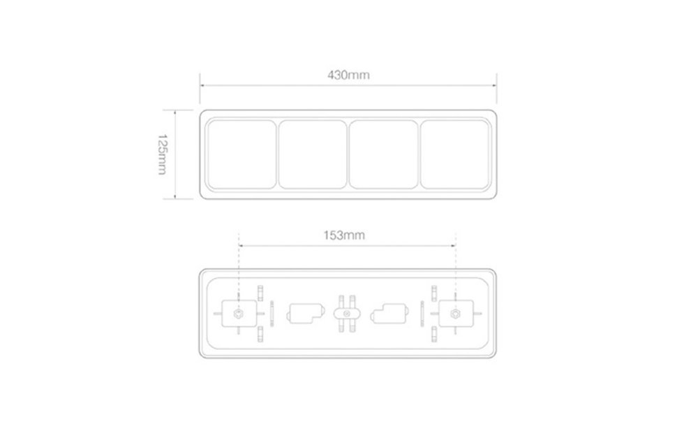 LED-Rücklicht mit schwarzem Rand | 12-24V | 40cm. Kabel