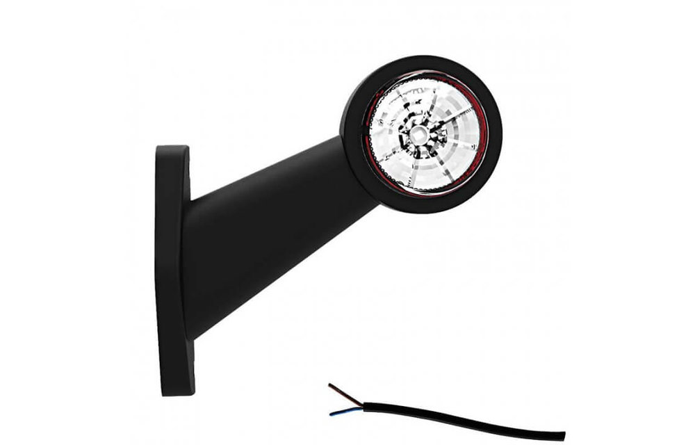 Links | LED Begrenzungsleuchte | schräger Stiel | 12-24V | 20 cm. Kabel