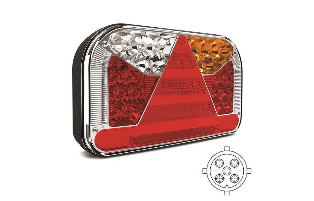 Rechts | LED-Rücklicht mit Kennzeichenbeleuchtung | 12-36V | 5 Pins