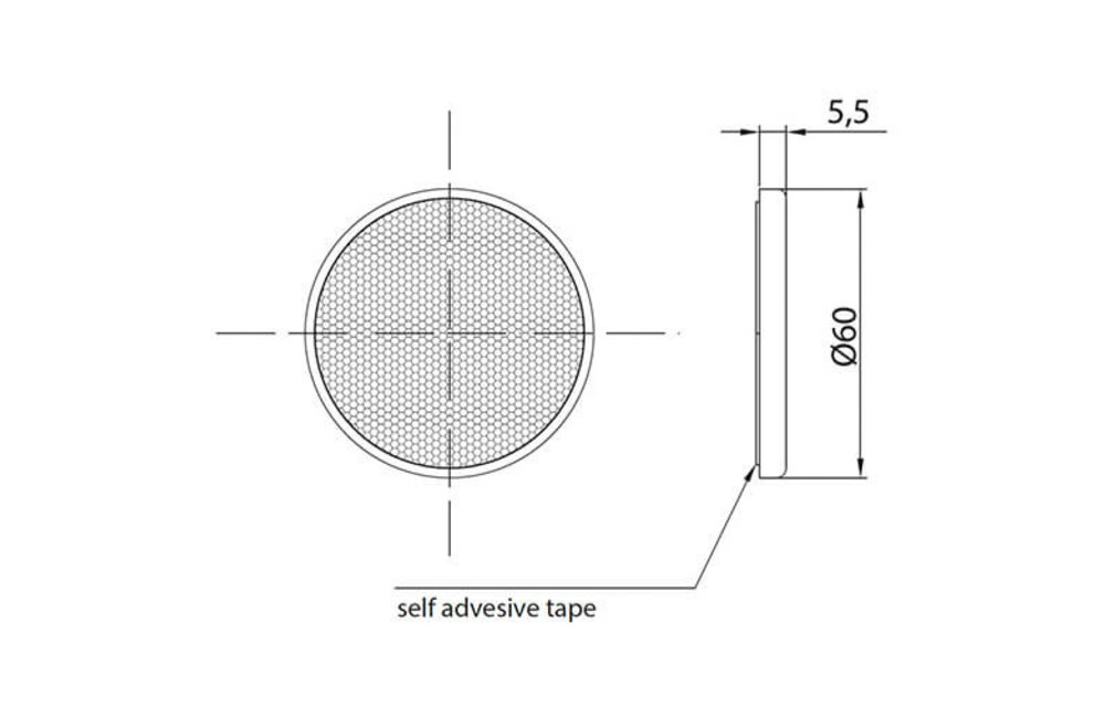 Weißer Reflektor | 60 x 5,5mm | 3M-Klebestreifen
