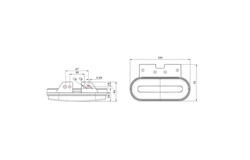 LED Umrissleuchte rot | 12-24V | 0,75mm Stecker