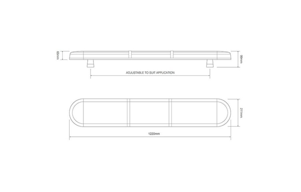 R65 LED-Lichtbalk l transparent Linse mit zwei LED-Module 1220mm | 10-30V |