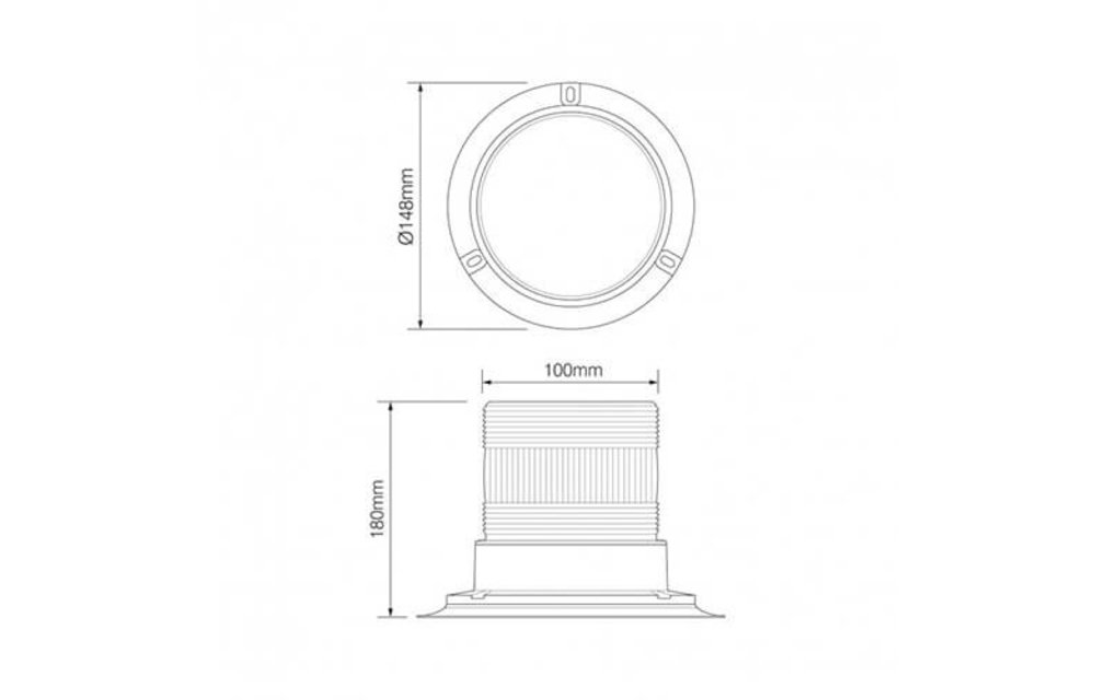 R65 LED-Blitz / Rundumleuchte | 10-30V | PC mit Magnetanordnung