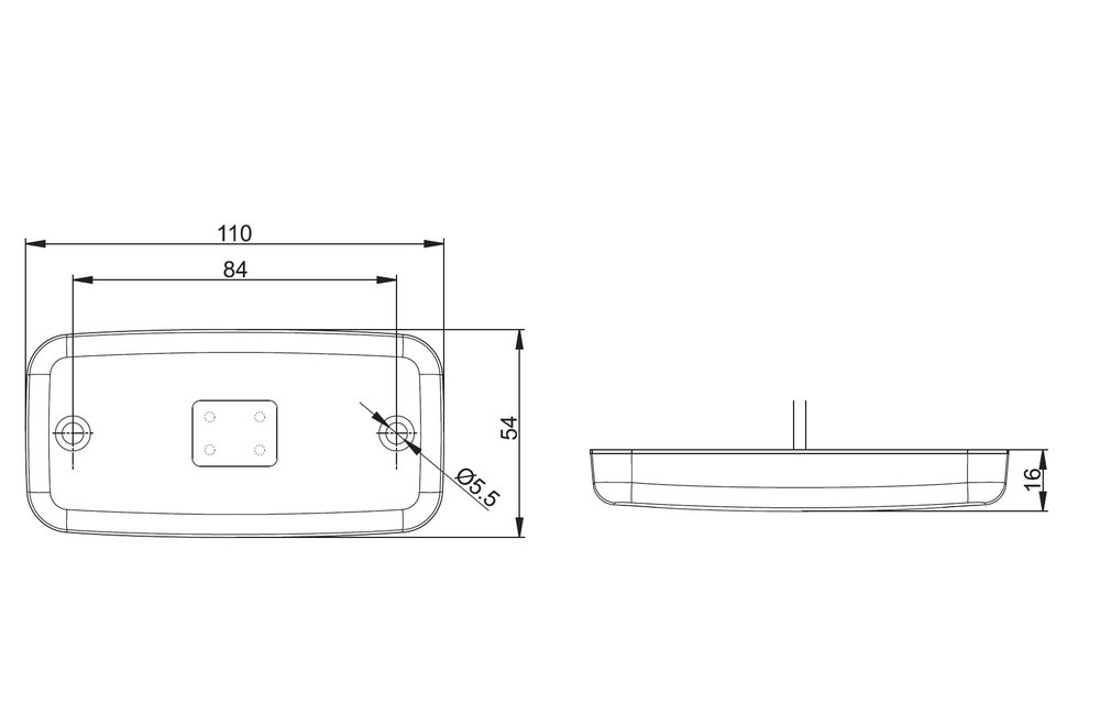 LED Umrissleuchte gelb | 12-36V | 0.75mm2 Stecker