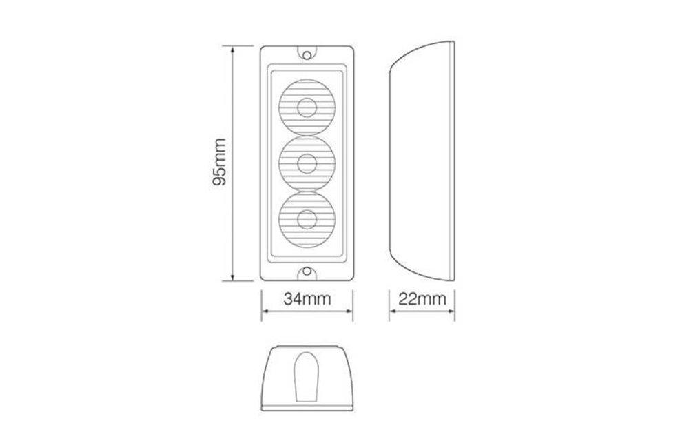 LED-Blitzer 3 LEDs blau | 12-24V |