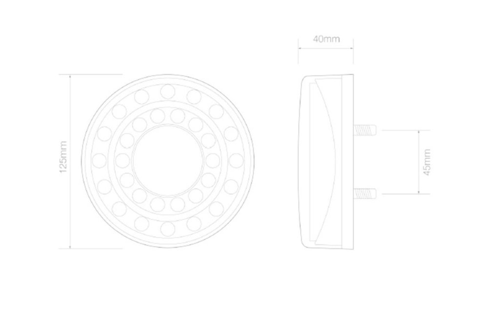 LED-Rückleuchte Chrom-Look | 12-24V | 40cm. Kabel