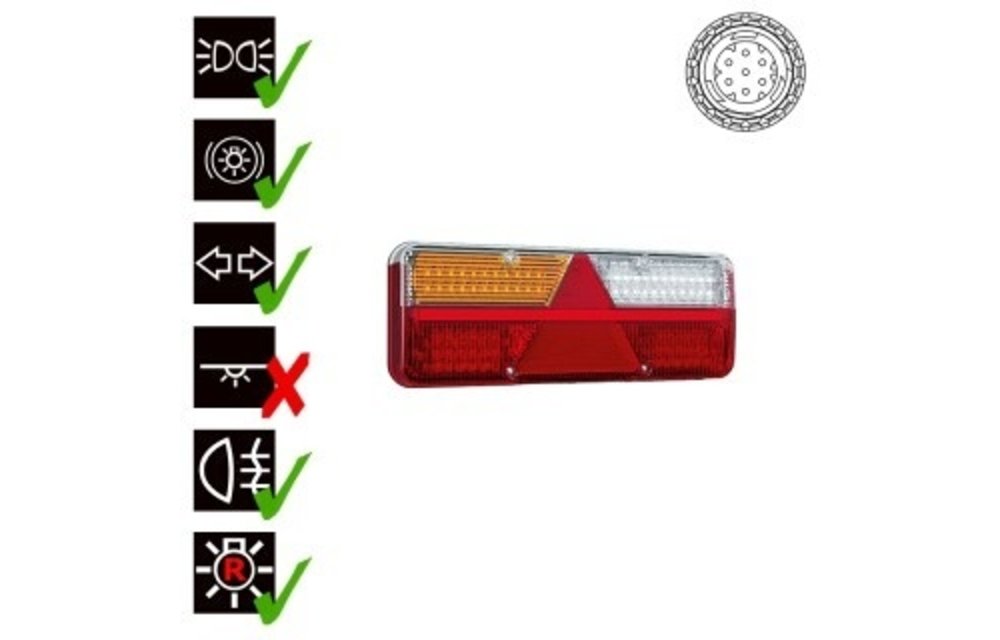 Links | LED-Anhänger-Leuchte | dynamische Blinker | 9-36V | 7-PIN