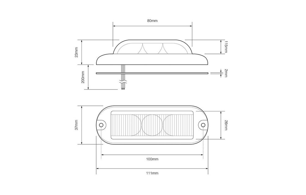 LED-Blitzer 3 LEDs gelb 180 ° | 10-30V |