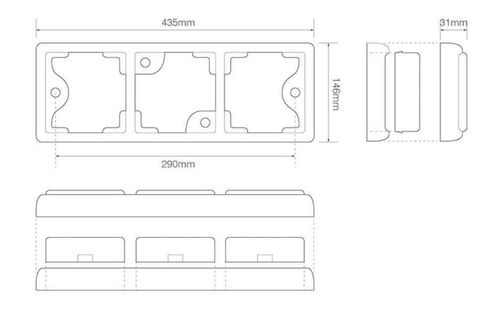 LED-Rücklicht mit schwarzem Rand | 12-24V | 40cm. Kabel