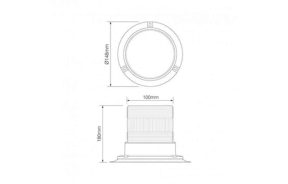 R10 LED-Blitz / Rundumleuchte | 10-30V | mit PC-Magnet Befestigungsfuß
