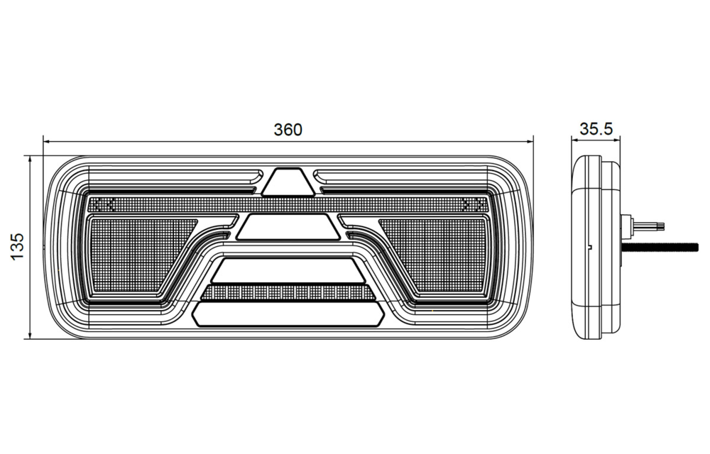Rechts | Neon LED-Rücklicht | dynamische Blinker | 12-24V | 7-polige AMP