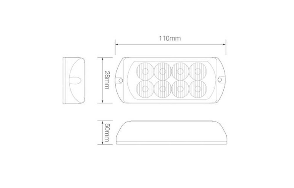 LED-Blitzer 8 LEDs gelb | 10-30V |
