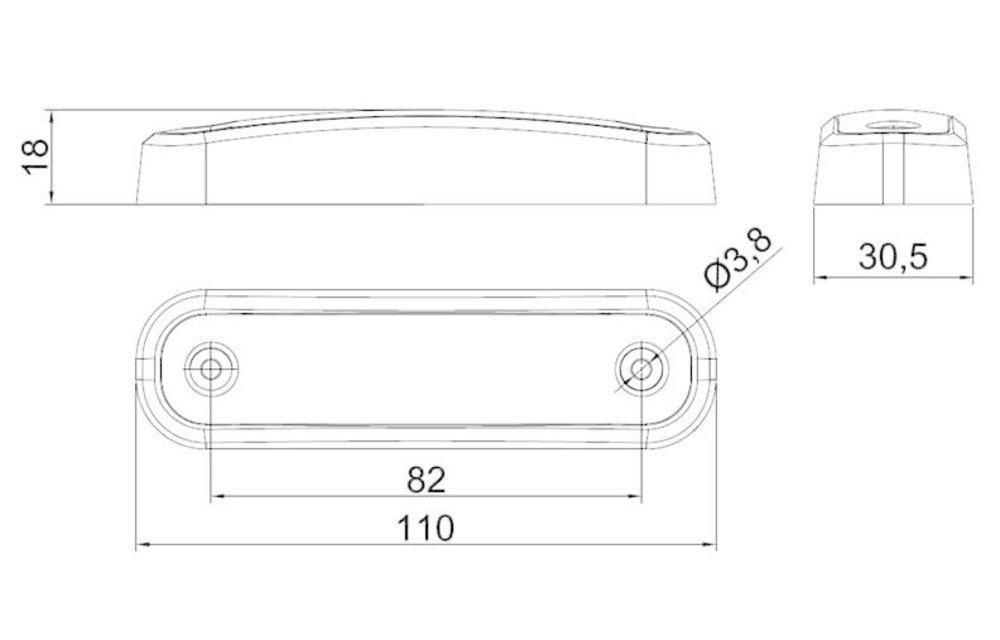 LED Umrissleuchte rot | 12-24V | 50cm. Kabel