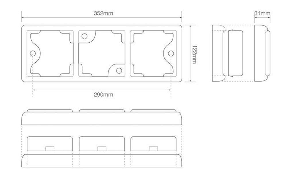 LED-Rücklicht mit Chromring | 12-24V | 40cm. Kabel
