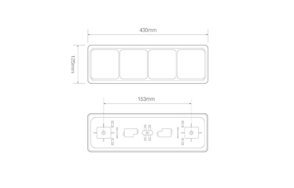 LED-Rücklicht mit schwarzem Rand | 12-24V | 40cm. Kabel
