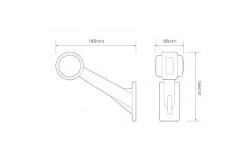 Rechts | LED Begrenzungsleuchte Blinker , gekröpft | 12-24V | 20 cm. Kabel