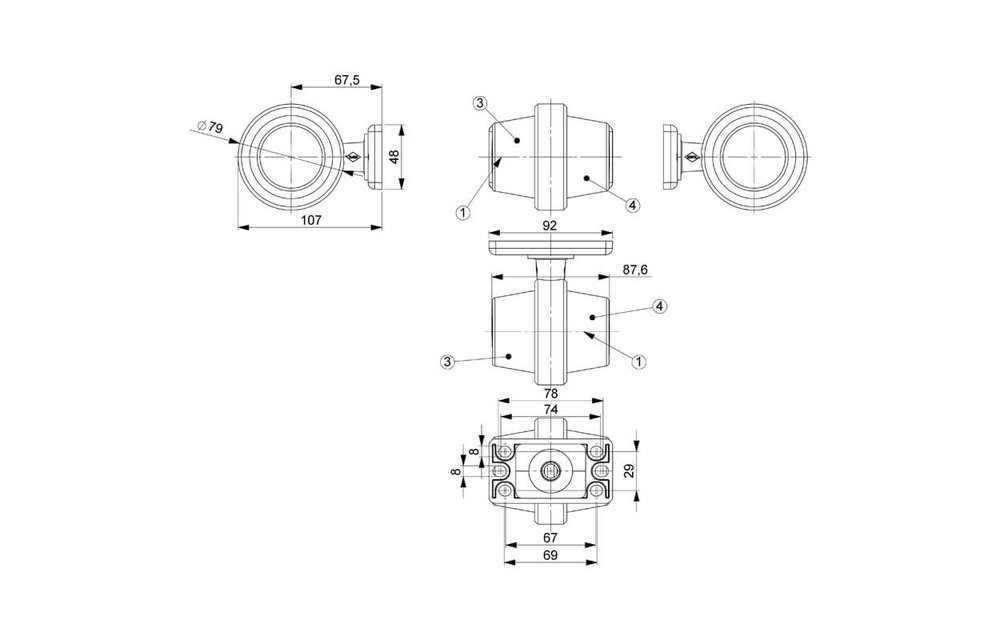 LED-Pendelleuchte, kurzer Griff und mattierte Linse | 12-24V |