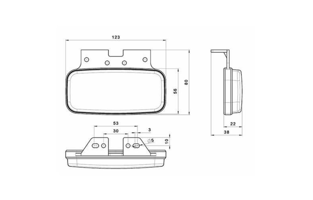 LED-Seitenblinker mit Blinkfunktion | 12-36V | 50cm. Kabel