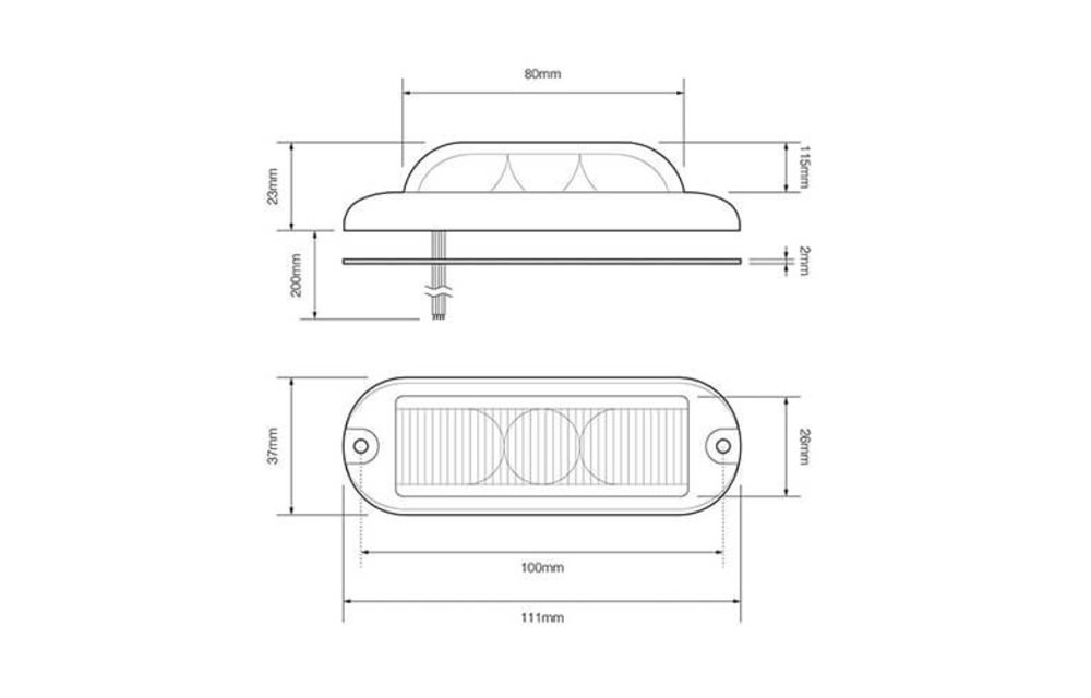 LED-Blitzer 3 LEDs Rot 180 ° | 10-30V |