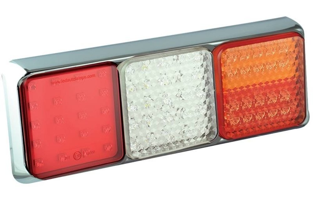 LED-Rücklicht mit Chromring | 12-24V | 40cm. Kabel