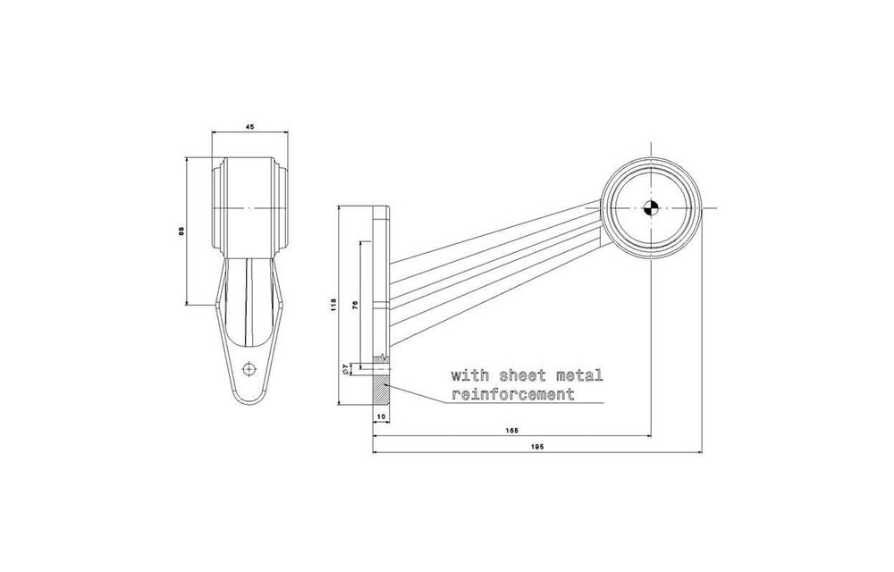 Links | LED Begrenzungsleuchte | schräger Stiel | 12-24V | 1,5mm Stecker